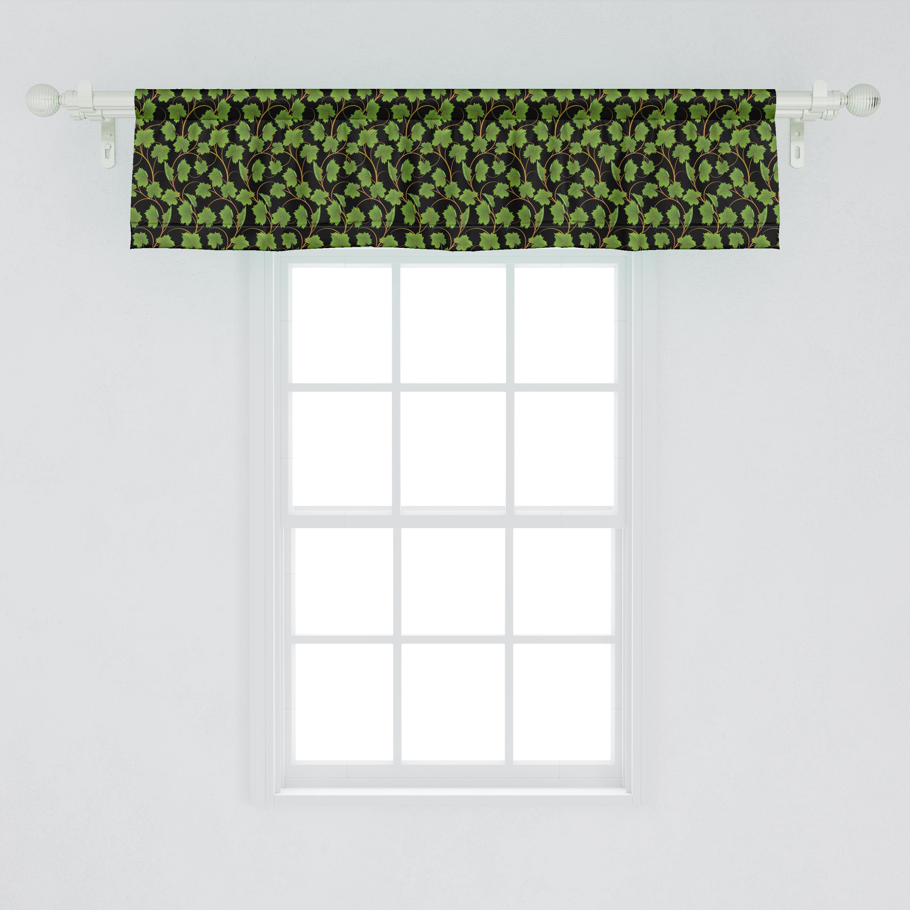 Microfaser, Vorhang mit Küche Scheibengardine Volant Schlafzimmer Abakuhaus, für Dekor Wein Botanik Grape auf Stangentasche, dunklem Blätter