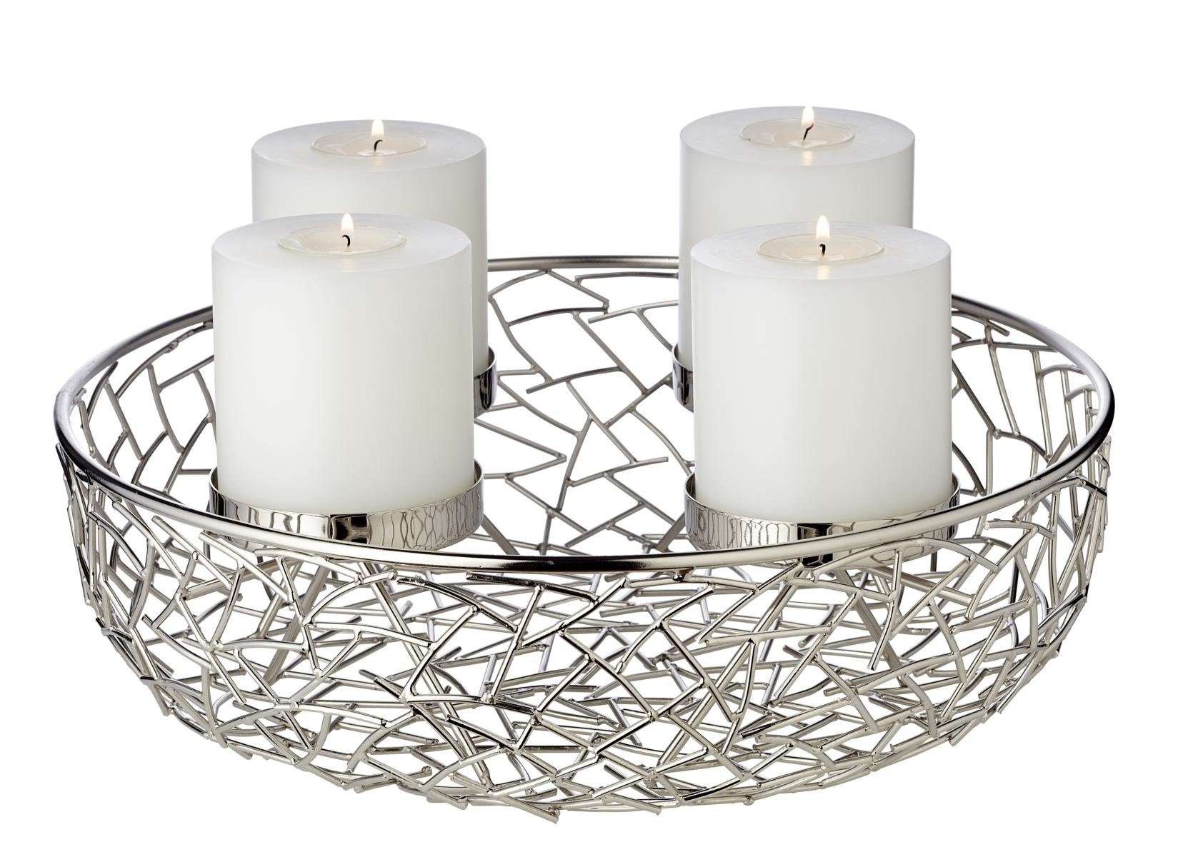 EDZARD Adventskranz Milano, (34 cm) Kerzenhalter für Stumpenkerzen, Adventsleuchter