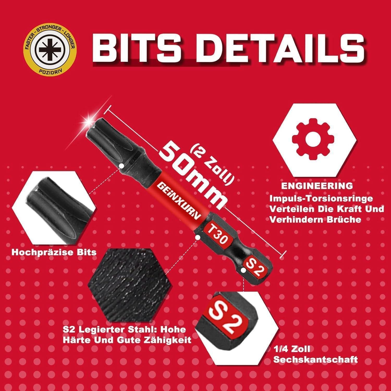 LuxusKollektion Torx-Bit Schrauberbit-Set Torx T30 50mm 30St.