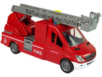 LEAN Toys Spielzeug-Auto Feuerwehrauto Wasser Lichter Feuerwehr Auto Schlauch Sound Lichteffekt