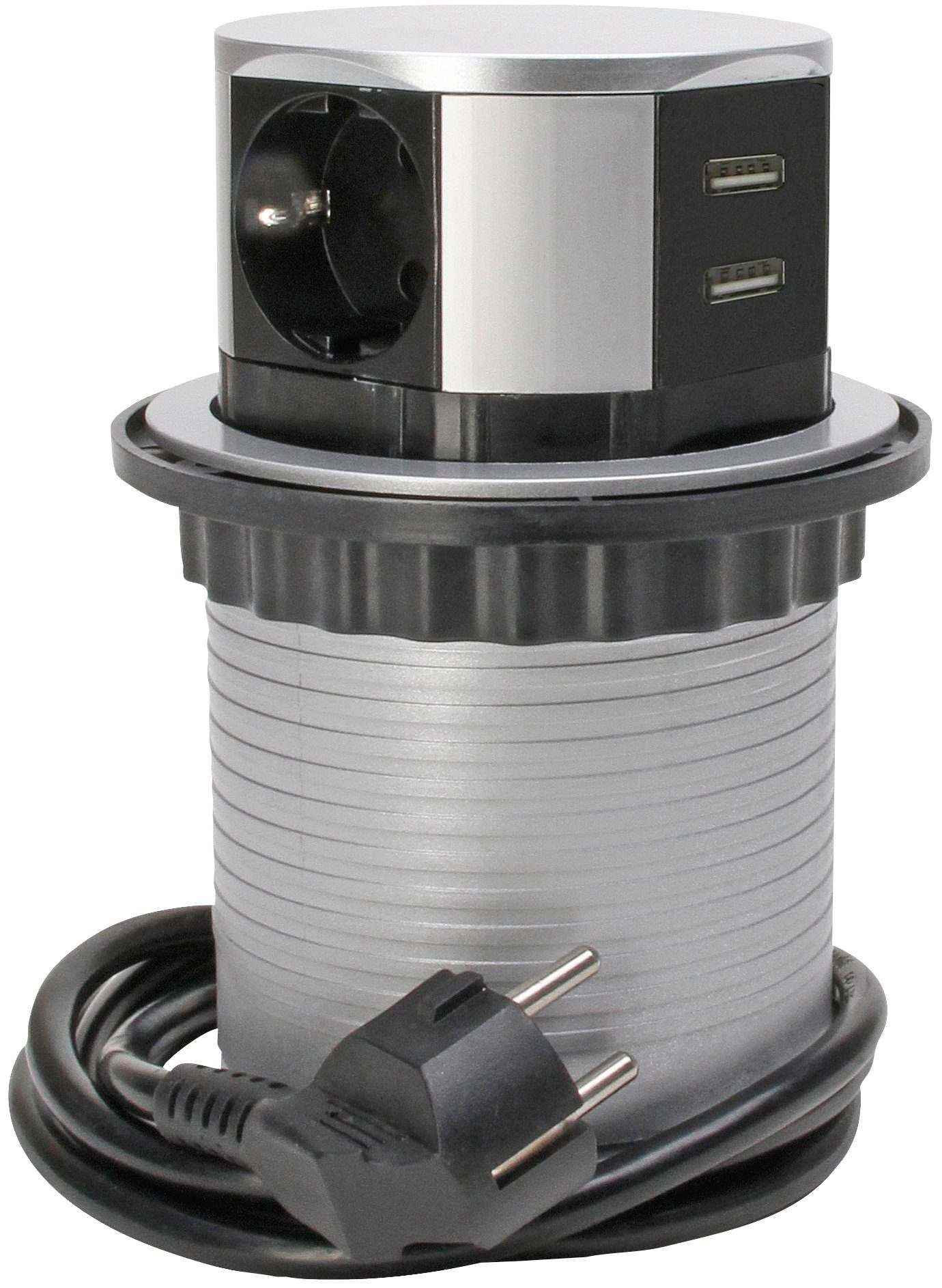 Kopp TSD.Turm,3f.+USB,+Zul Steckdosenleiste 4-fach (Ein- / Ausschalter, USB-Anschluss, Kindersicherung, Schutzkontaktstecker, Kabellänge 1,4 m)