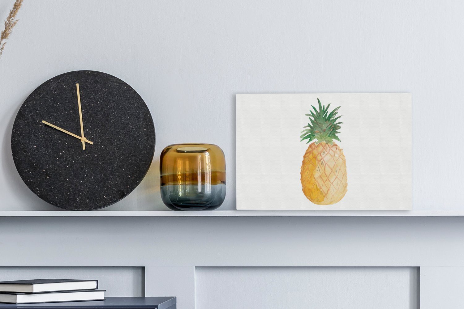 OneMillionCanvasses® Leinwandbild Ananas - Obst Aufhängefertig, St), Wanddeko, 30x20 - (1 Wandbild Weiß, cm Leinwandbilder