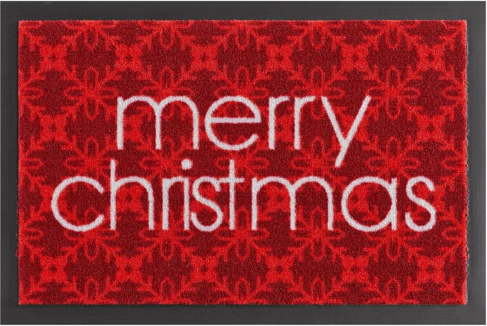 Fußmatte Merry Christmas, HANSE Home, rechteckig, Höhe: 7 mm, In- &  Outdoor, Rutschfest, Schriftzug, Waschbar, Weihnachten, Flur