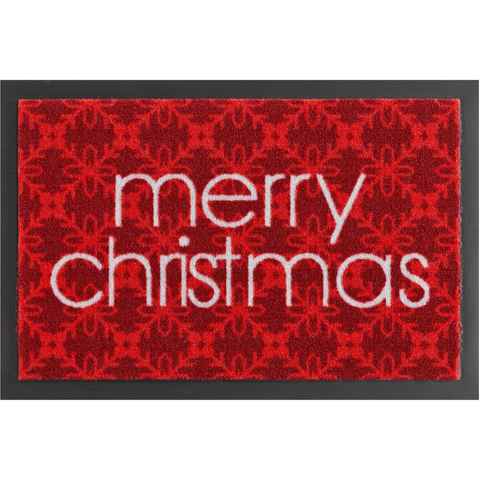Fußmatte Merry Christmas, HANSE Home, rechteckig, Höhe: 7 mm, In- & Outdoor, Rutschfest, Schriftzug, Waschbar, Weihnachten, Flur