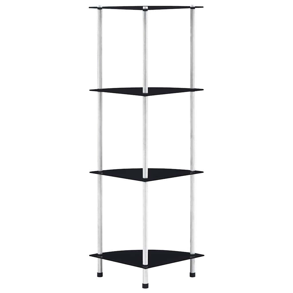 vidaXL Bücherregal Regal mit 4 Ablagen Schwarz 30x30x100 cm Hartglas, 1-tlg.