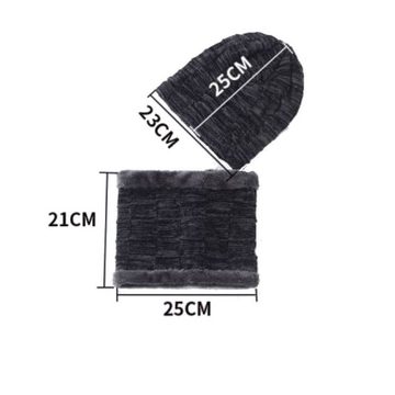 SOTOR Mütze & Schal Winter Warme Mütze Gepolsterter Pullover Mütze Schal Set (Strickmütze aus dicker Wolle 2 Sets)