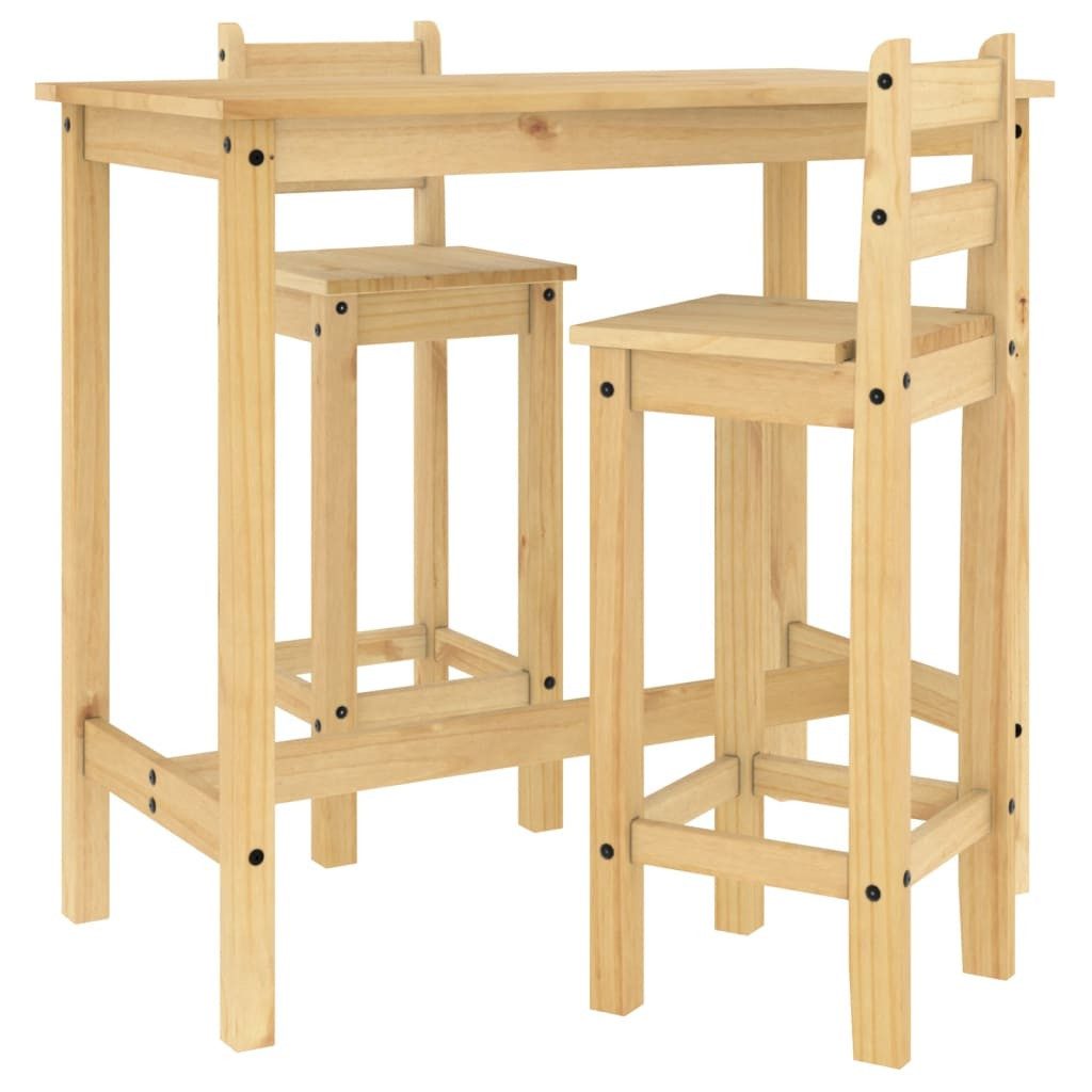 furnicato Bargruppe Bar-Set aus massivem Kiefernholz Honigwachs 112x57x101 cm Tisch, 37x38, (1-tlg), Sitzgruppe mit ergonomischer Rückenlehne und integrierter Fußstütze
