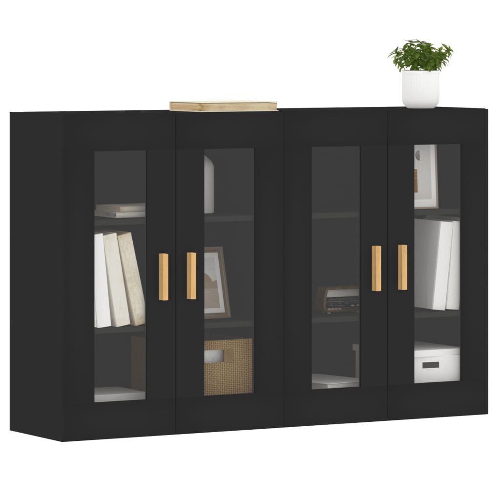 vidaXL Sideboard Wandschränke 2 Stk. Schwarz günstig online kaufen