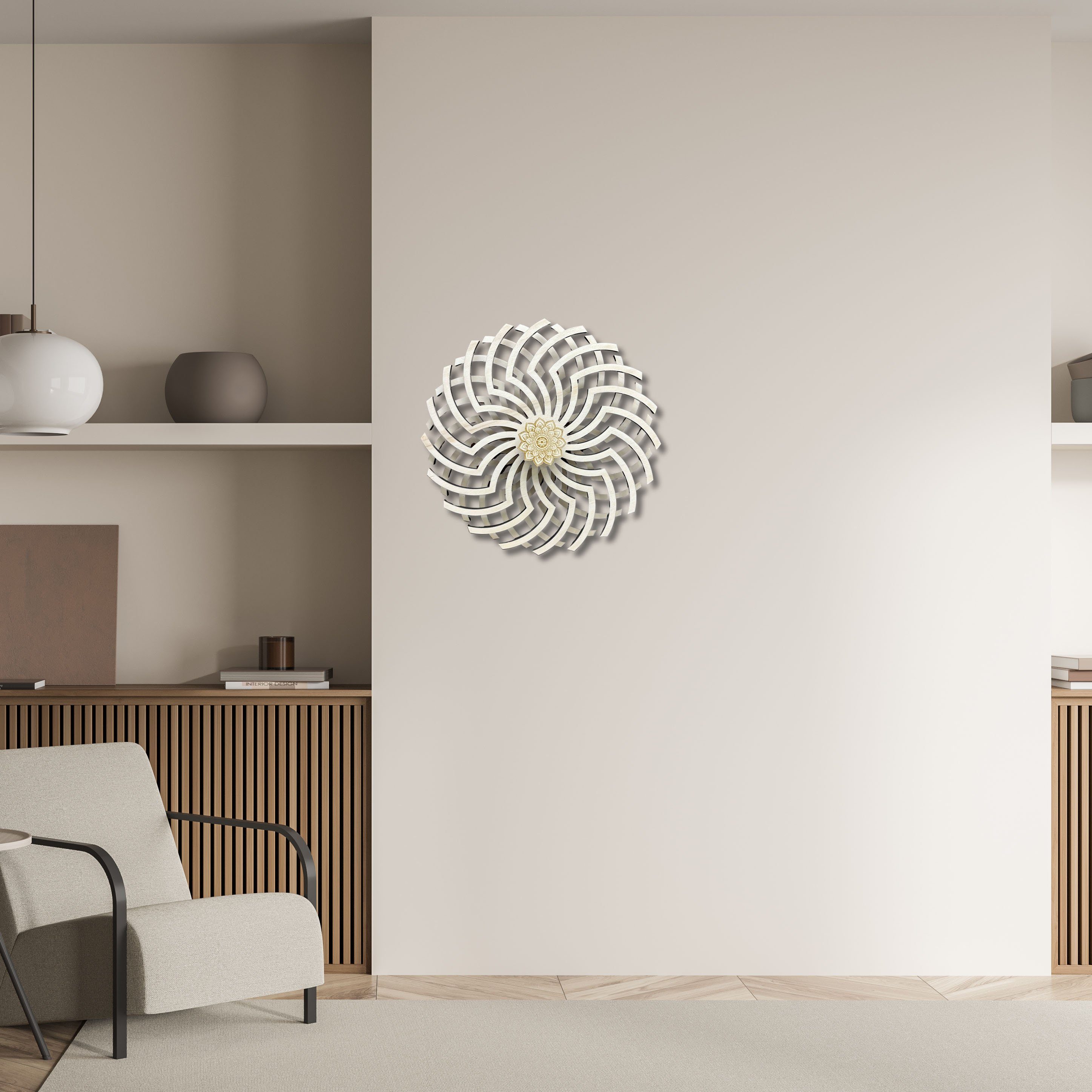 Holz, 36 3D Meditation Yoga, Illusion WoodFriends Mandala cm Wandkunst Esoterik beweglich aus Wandbild