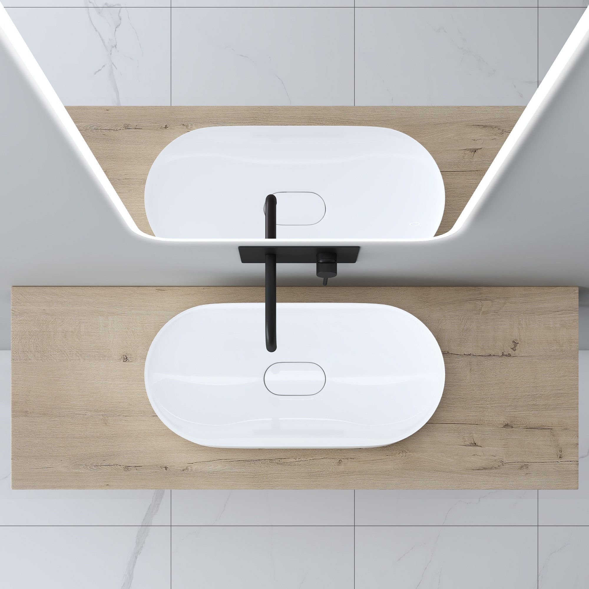 Mai & Mai Waschtischplatte Holzplatte Badezimmer Inkl. 2x Edelstahl Konsolenträger – Bild 3 von 5