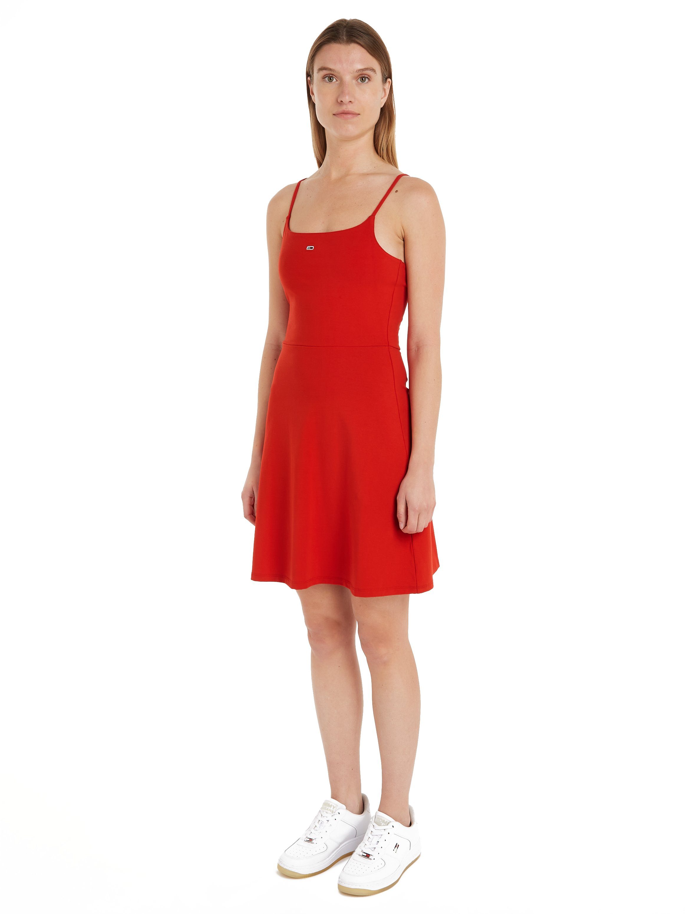 Tommy Jeans Spaghettikleid TJW ESSENTIAL STRAP FLARE DRESS mit verstellbaren Spaghettiträgern