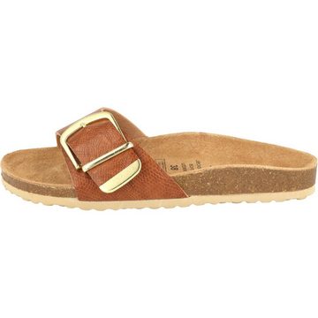 SUPERSOFT 274-266 Damen Pantolette Hausschuhe Lederfußbett Cognac Schnalle Pantolette