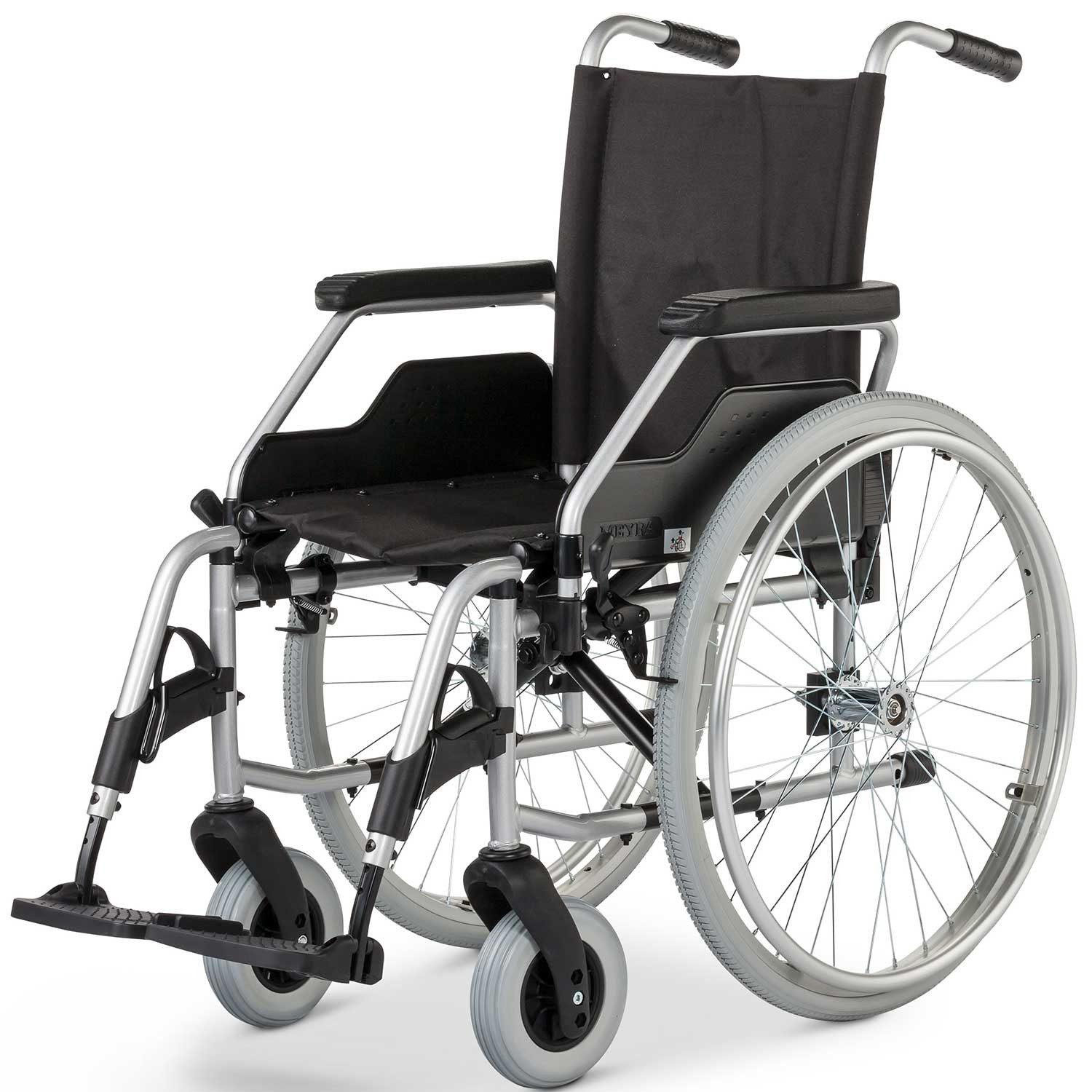 Meyra Rollstuhl Meyra Budget 9.050 - Standardrollstuhl - mit Trommelbremse SB 51 cm, faltbar, Trommelbremse für Begleitperson, Beinstützen abschwenkbar
