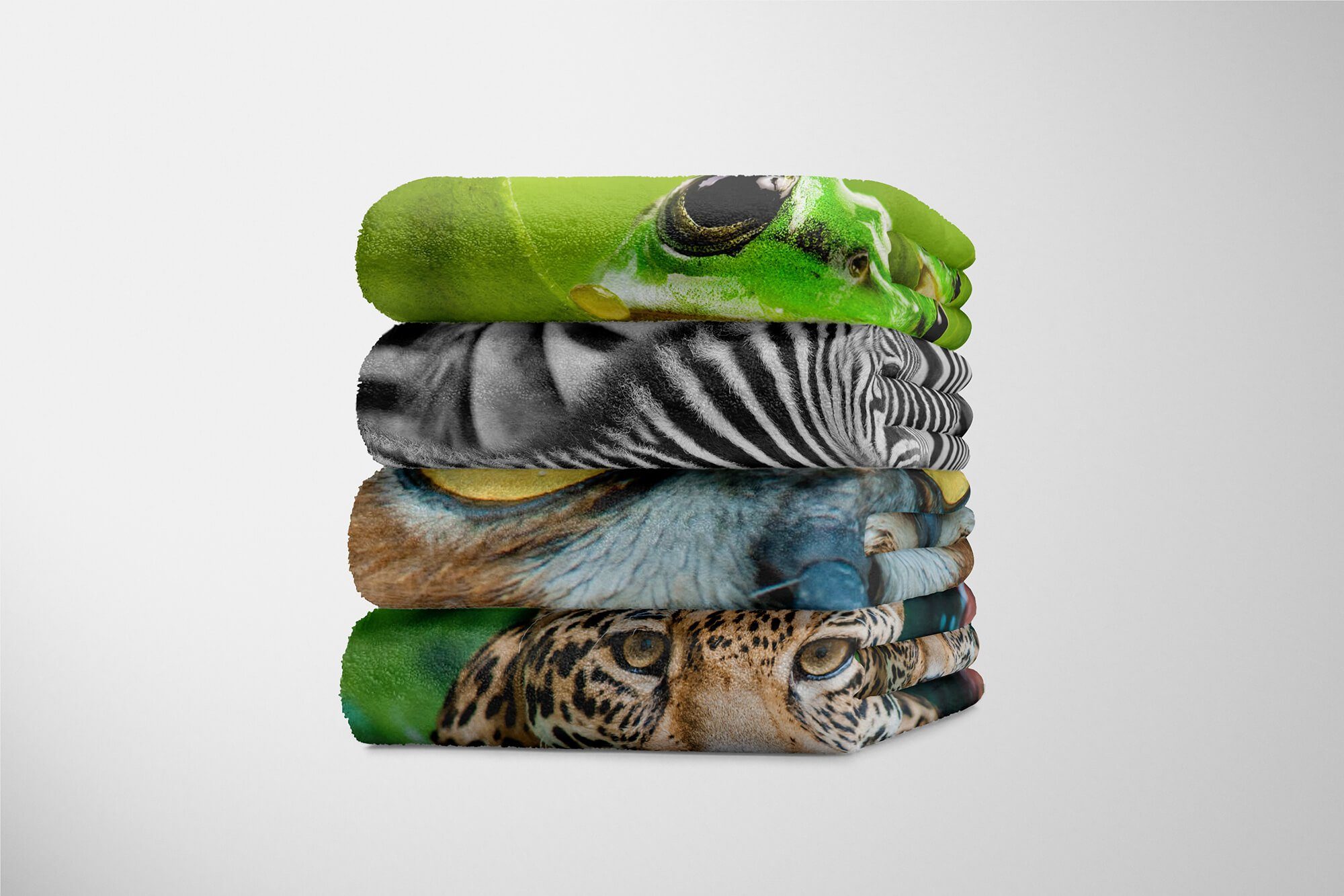 Baumwolle-Polyester-Mix Tiermotiv Handtücher Kuscheldecke Handtuch Art Nahaufnahme, mit Eule Saunatuch (1-St), Handtuch Strandhandtuch Sinus
