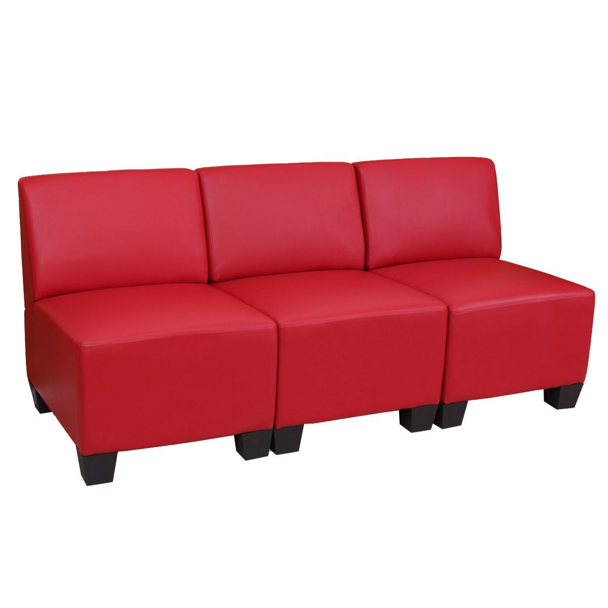 MCW 3-Sitzer Moncalieri-3, Set, bequeme Polsterung, Erweiterbar mit weiteren Elementen der Lyon-Serie rot | rot