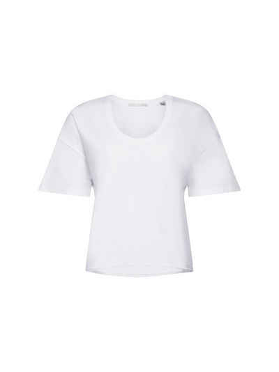 edc by Esprit T-Shirt Oversize Cropped-T-Shirt, 100 % Baumwolle (1-tlg)