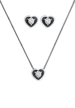 Elli Schmuckset Herz Liebe Freundschaft Zirkonia 925 Silber, Herz