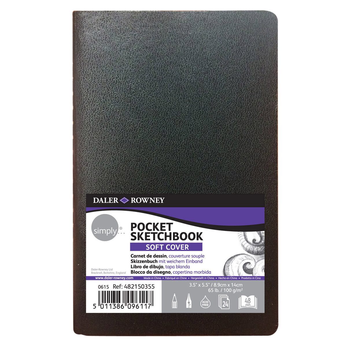 DALER ROWNEY Notizbuch Skizzenbuch Pocket - 48 Seiten 100 g/qm Softcover.