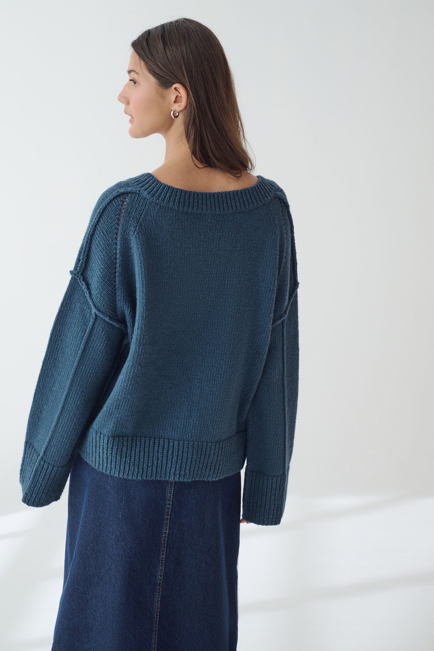 Next V-Ausschnitt-Pullover Strickpullover mit V-Ausschnitt und Saumdetail ( günstig online kaufen