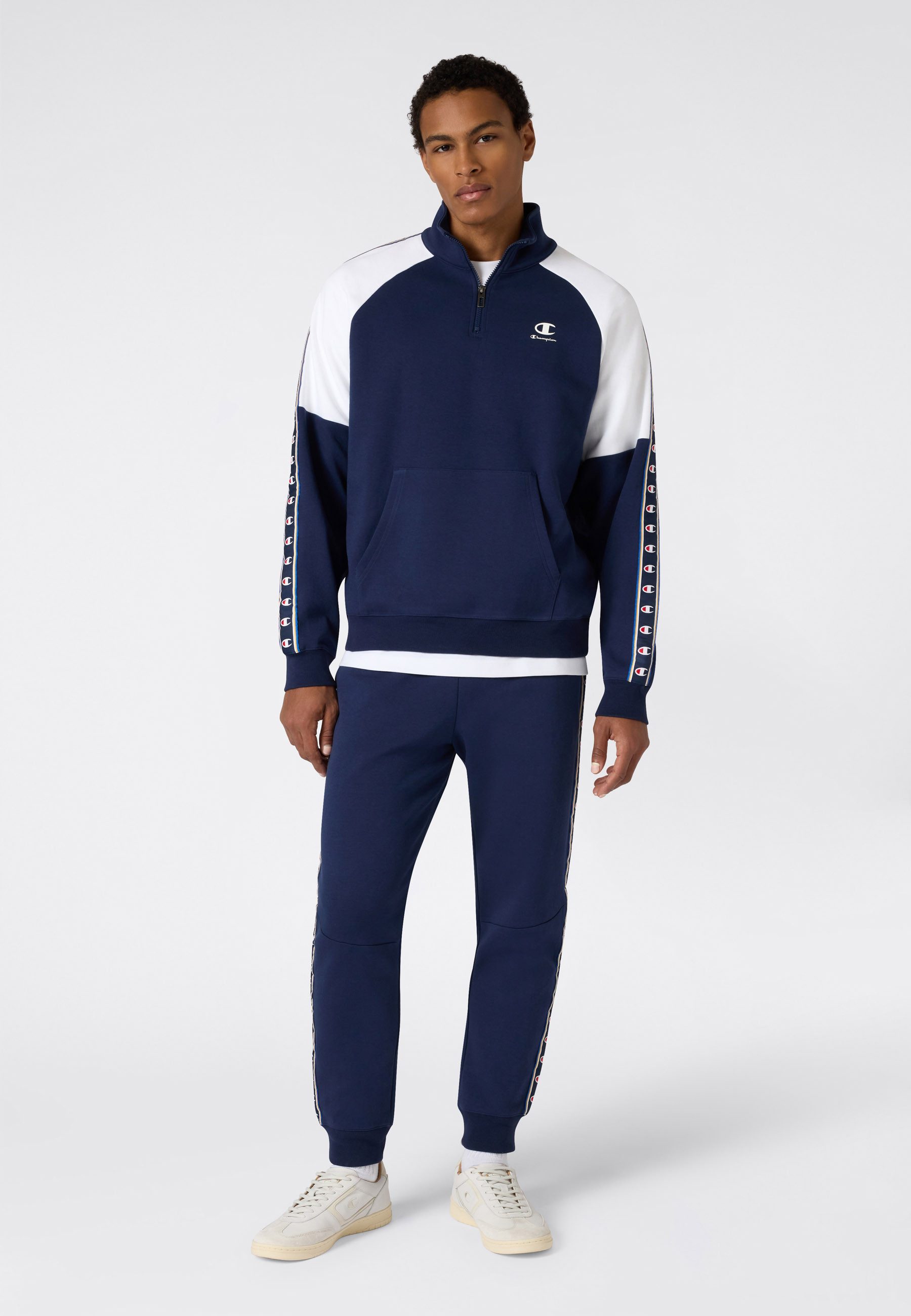 Champion Sweatshirt Sports-inspired Interlock Half Zip Sweatshirt with Tape detailing mit Reißverschluss, aus Baumwolle und Polyester, komfortabler Schnitt