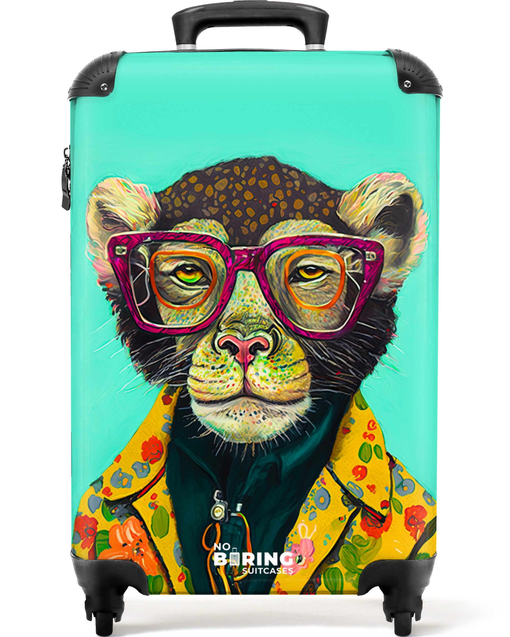 Hartschalen-Trolley Design - Rosa - Brille - Affe - Tiere 55x35x20cm