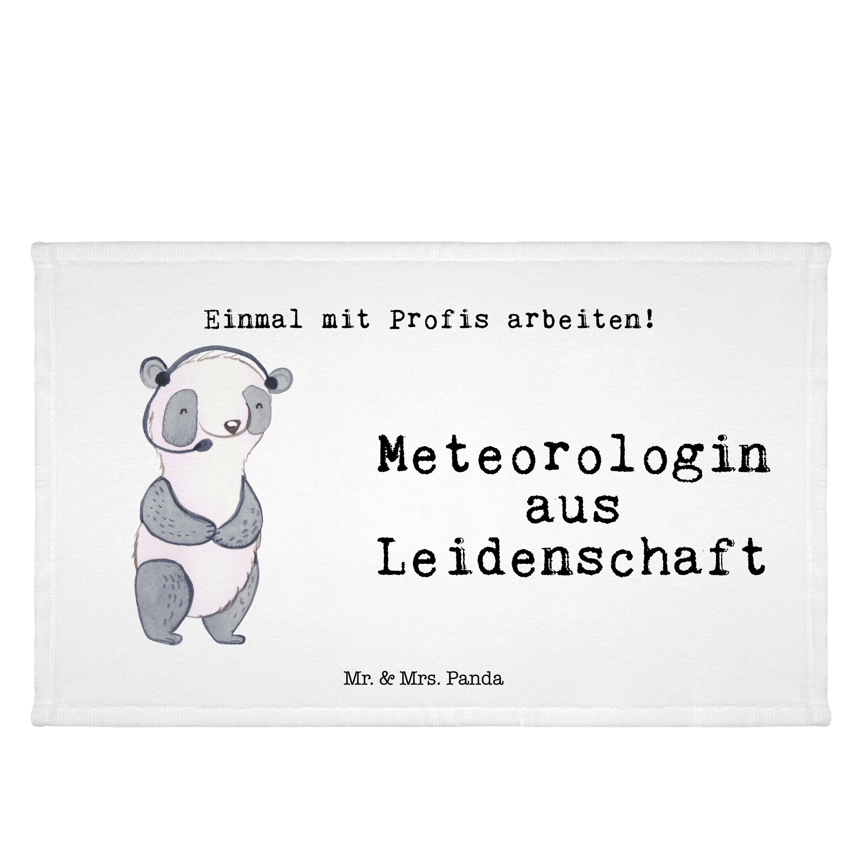 Mr. & Mrs. Panda Handtuch Meteorologin aus Leidenschaft - Weiß - Geschenk, Abschied, Frottier, (1-St)