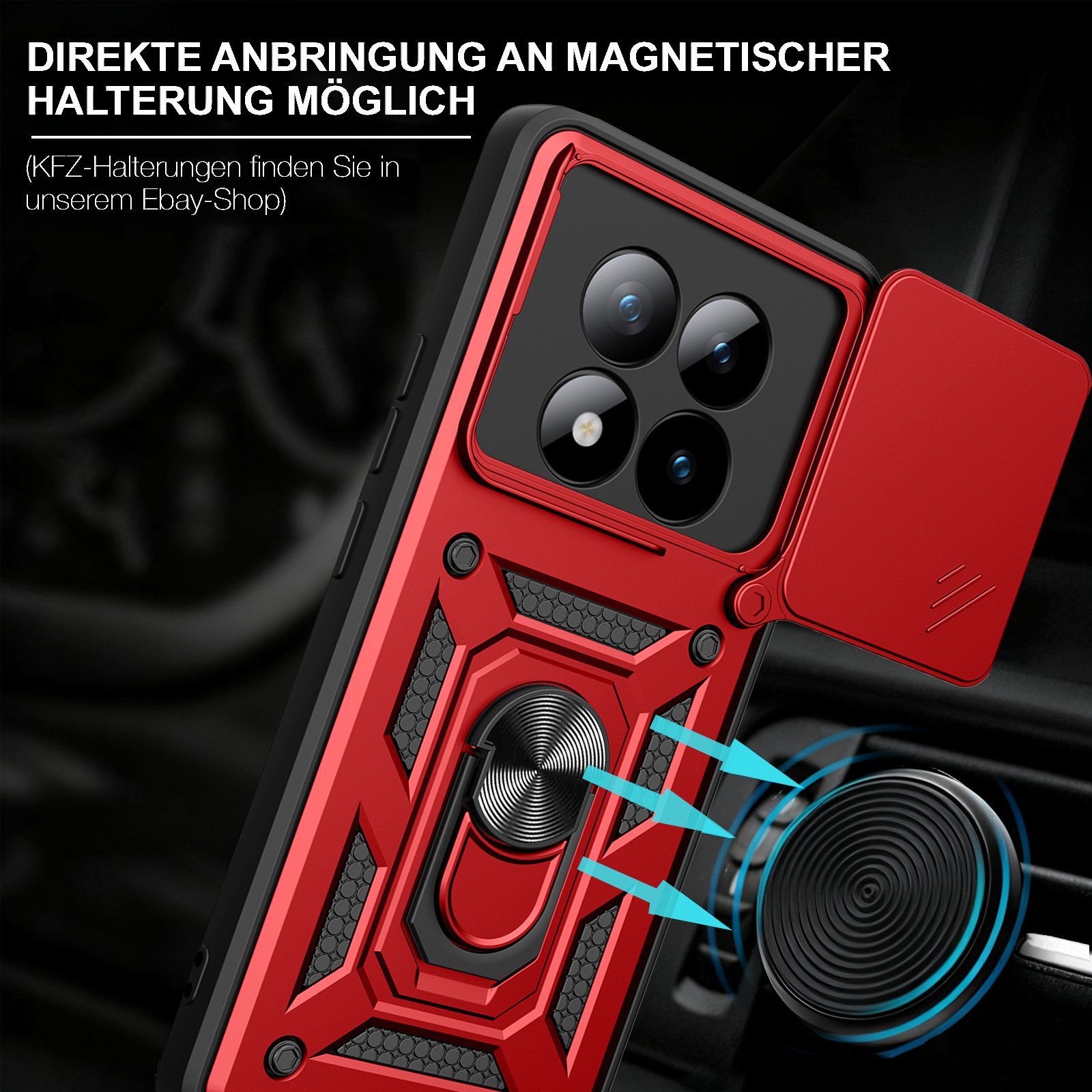 betterfon Handyhülle für Xiaomi Redmi Note 15 Pro 5G Hülle Schutzhülle mit Kameraschutz, Outdoorhülle mit Ringhalter, Silikonkern & präziser Passform – Bild 3 von 5
