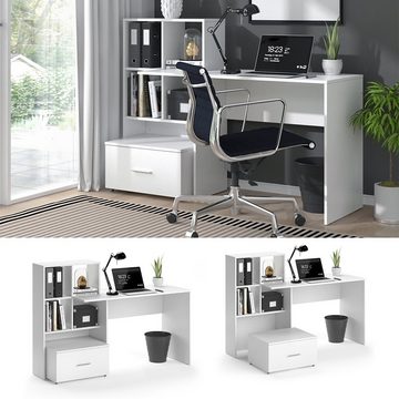Vicco Schreibtisch Computertisch Bürotisch Regal Schublade Arbeitstisch LORIS Weiß