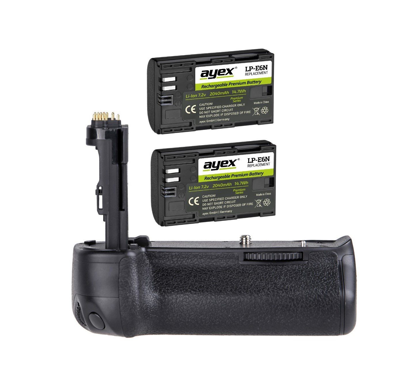 Batteriegriff Meike Batteriegriff Set für Canon EOS 6D + 2x LP-E6N Akkus