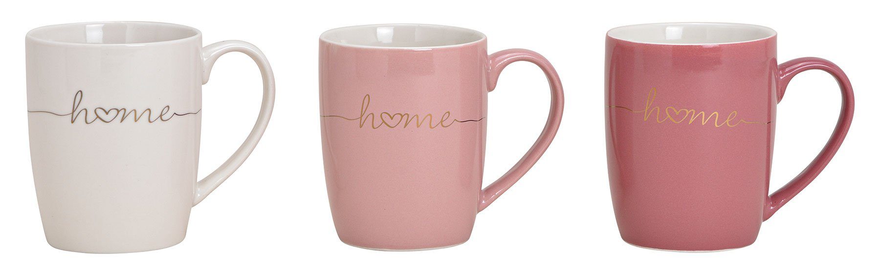Variante Porzellan Becher 300ml 3er 3 Home Gold Rosa Becher, Kaffeepott Levandeo® Pink Set Weiß