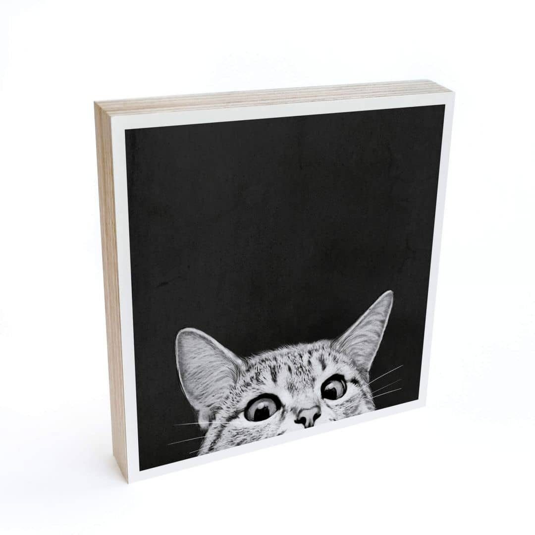 K&L Wall Art Holzbild Tischdeko Katze Holzbild Schild Kinderzimmer Deko, für Fensterbank, Wohnzimmer Holzschilder zum Aufstellen, Boho Deko aus Holz