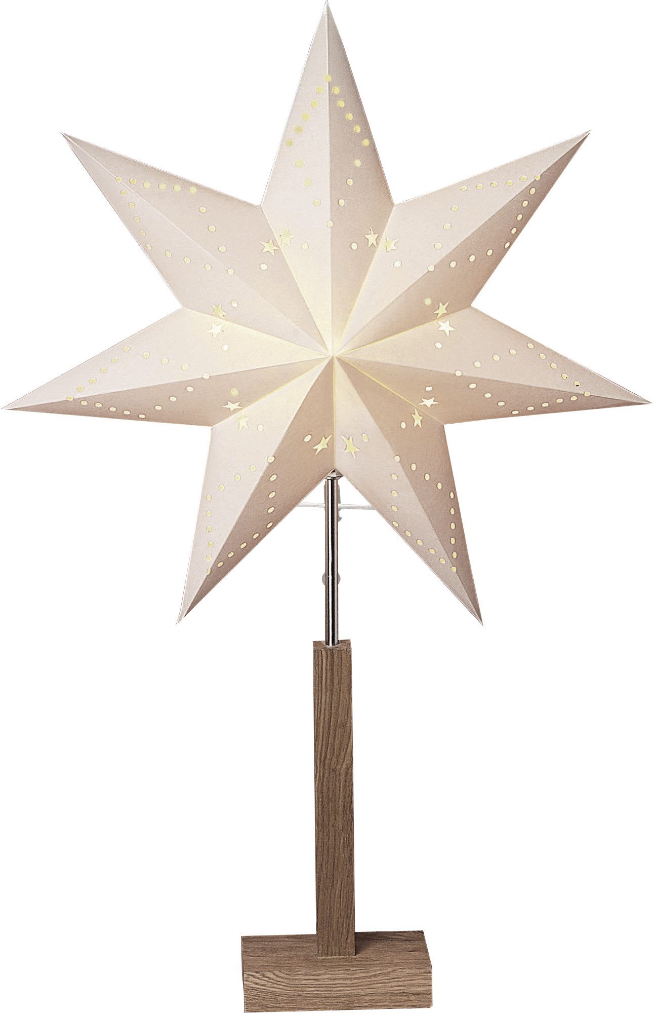 STAR TRADING Stehlampe Standleuchte Stern Karo, Ein-/Ausschalter, ohne Leuchtmittel, Tischlampe, Weihnachtsstern, Deko-Stern, 7-zackig, …