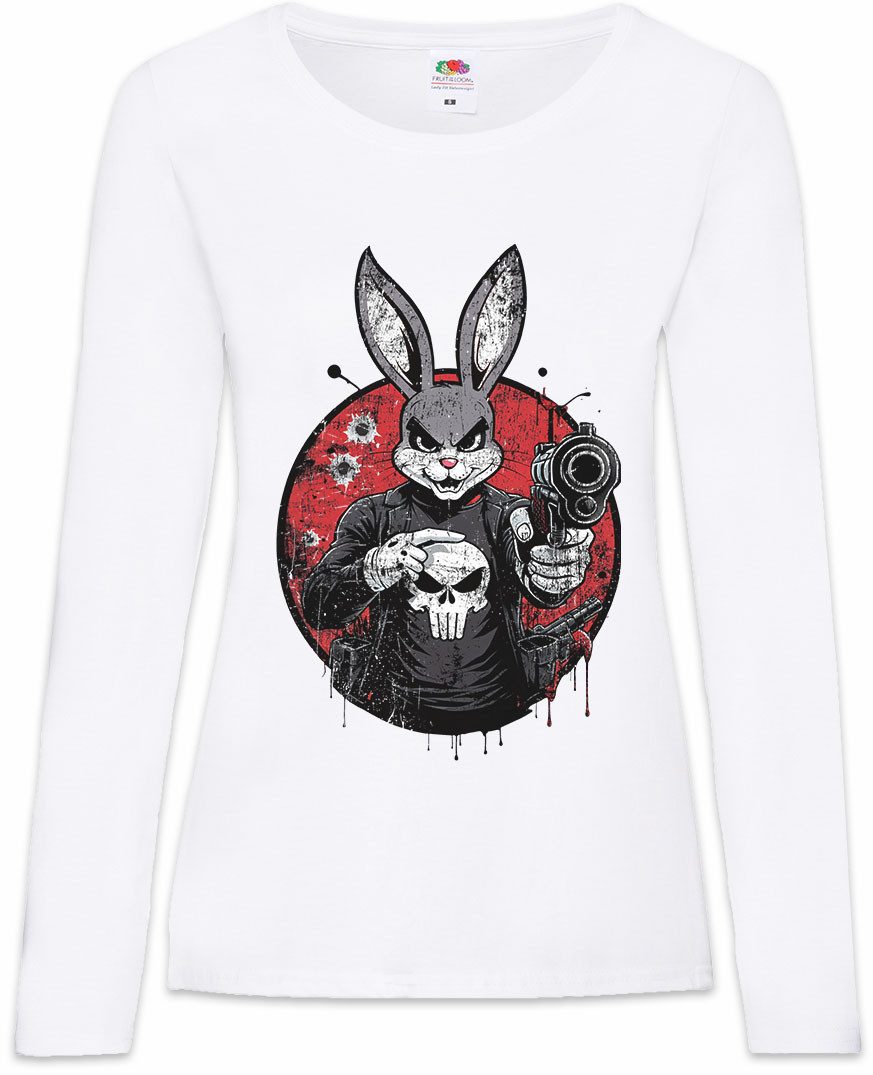 Langarmshirt Vigilante Bunny Damen Langarmshirt Skull Logo Toon Cartoon Comic Wild
