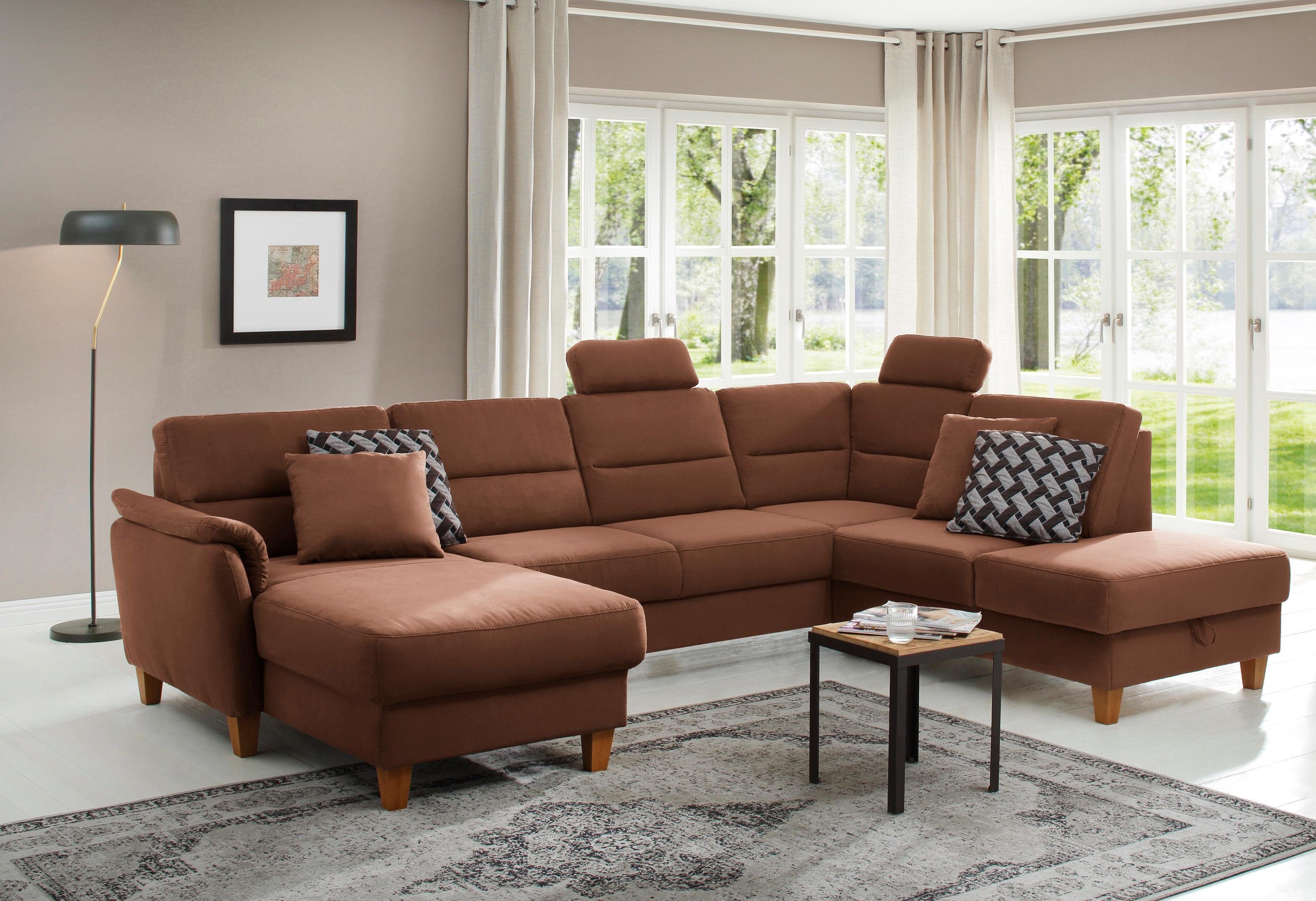 Home affaire Wohnlandschaft Palmera U-Form, B: 308 cm, optional Bettfunktion & Bettkasten, Federkern