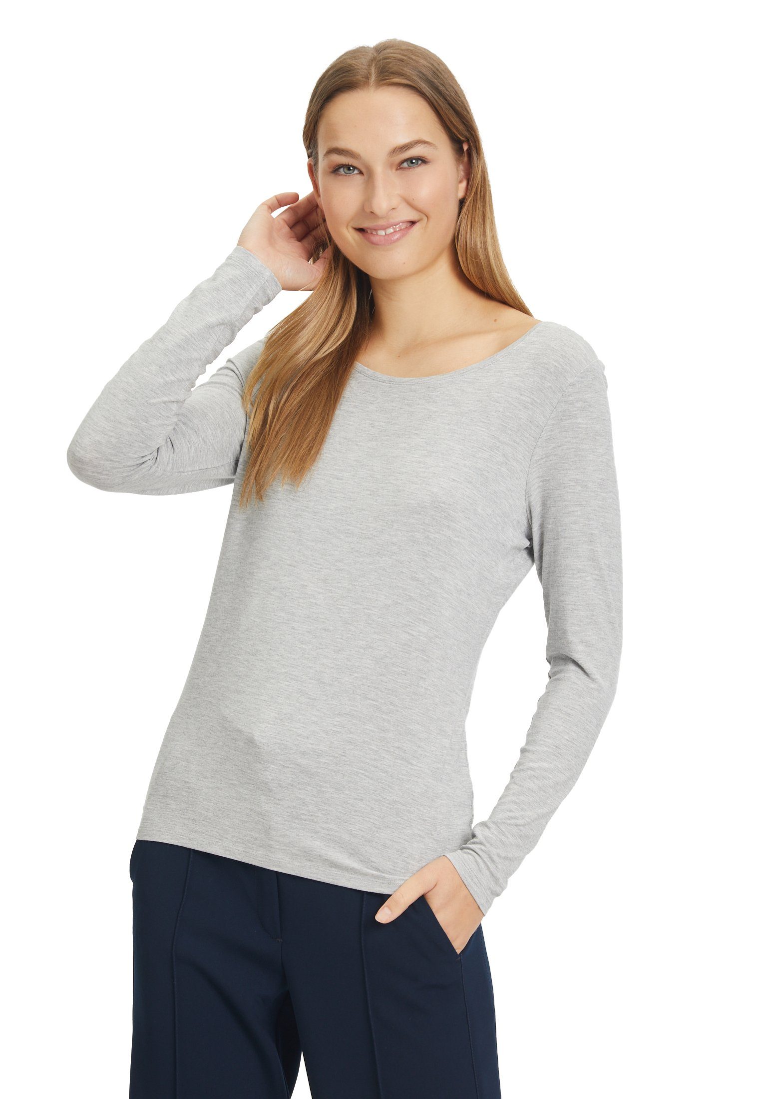 Abstand Betty&Co T-Shirt Melange Silver Light (1-tlg) Form unifarben