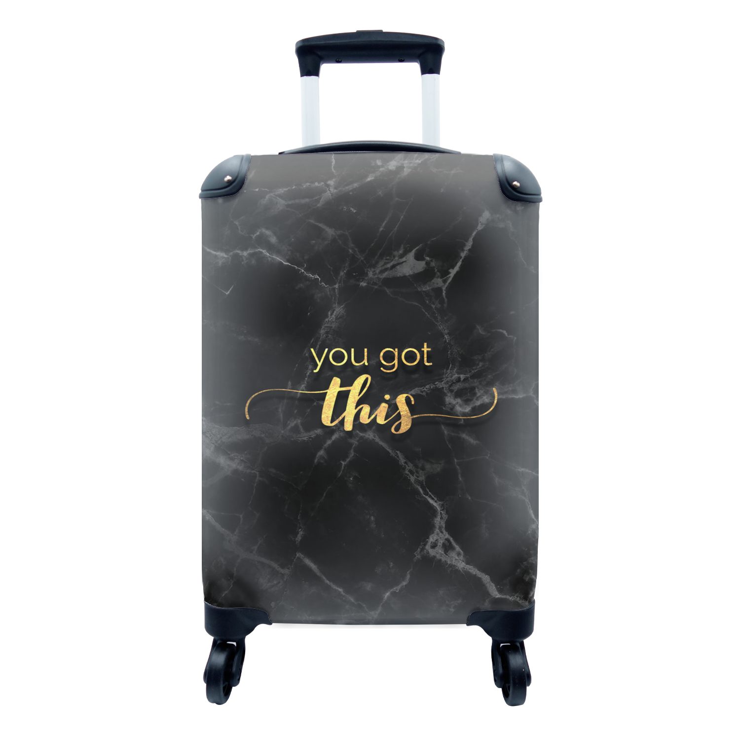 Handgepäckkoffer - Reisekoffer MuchoWow Ferien, Motivation Trolley, Gold - Handgepäck für mit Rollen, 4 Reisetasche Zitate rollen, - Marmor,