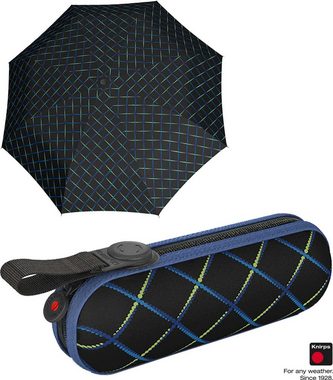 Knirps® Taschenregenschirm kleiner, leichter, kompakter Schirm für Damen, gut geschützt durch das Hard-Case-Etui