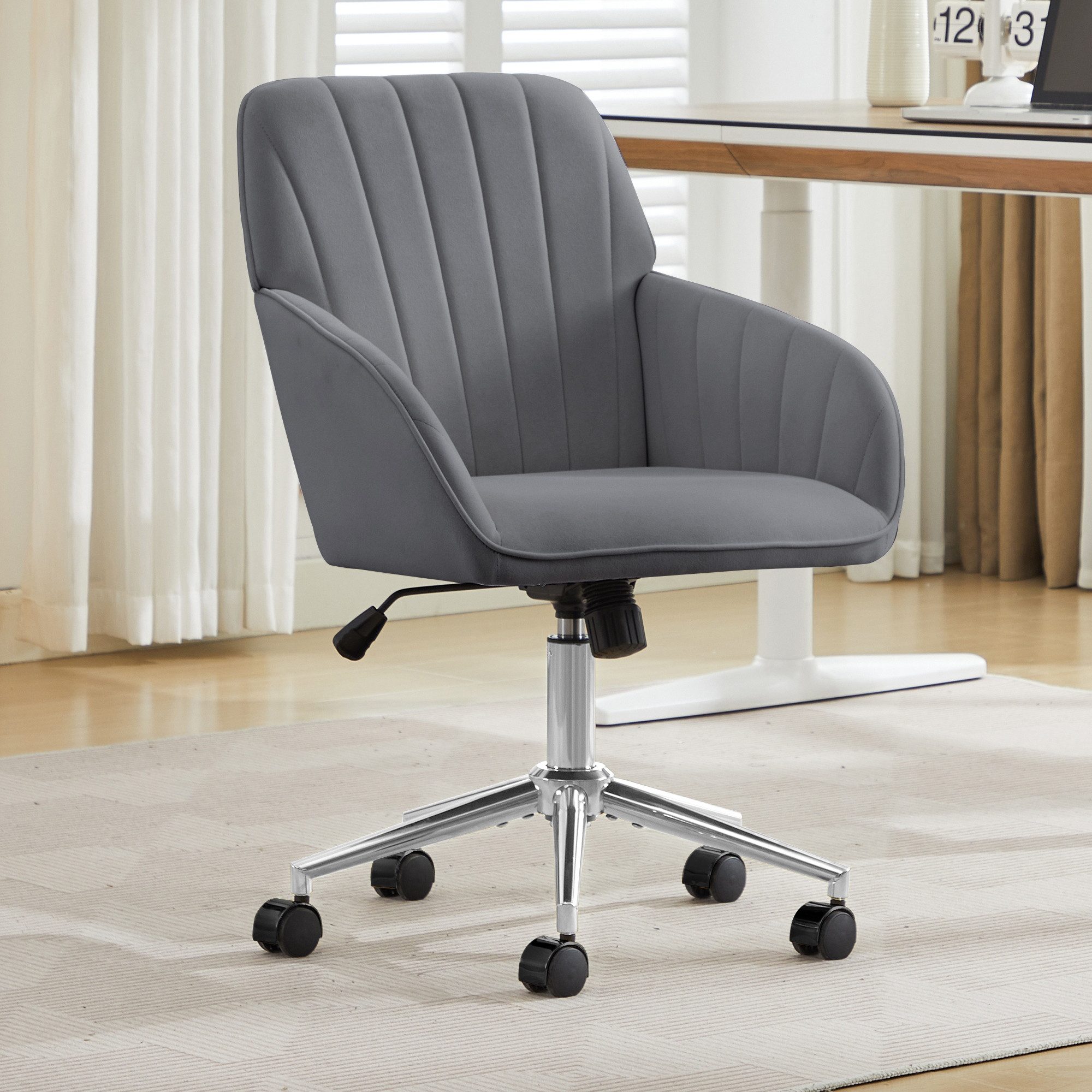 BlingBin Bürostuhl Höhenverstellbarer Schminkstuhl,Drehstuhl,U-förmiger Tiefsitz (1 Stück, 1 St), ergonomischer,mit Rückenlehne für Arbeitszimmer, Schlafzimmer