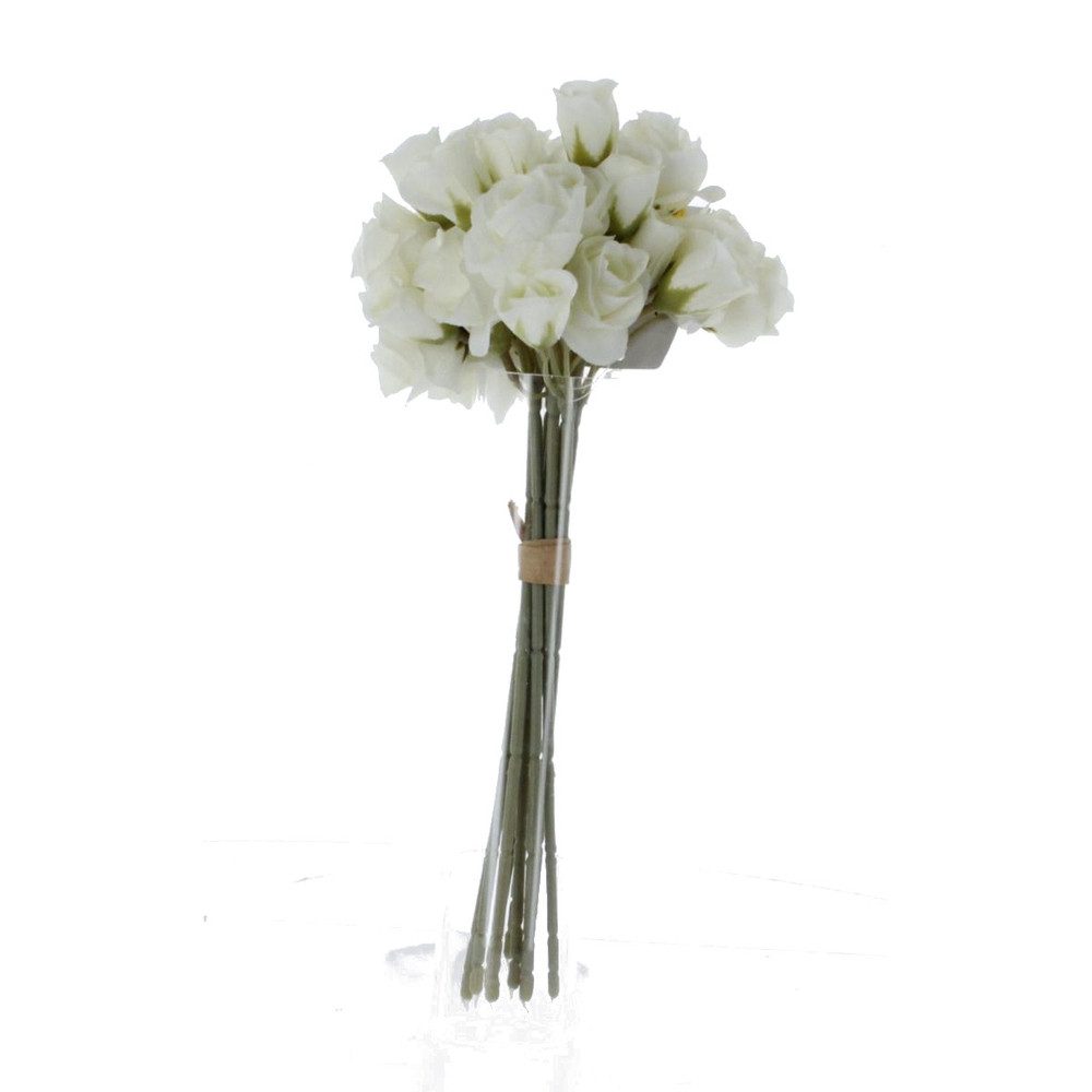 Kunstblume Rosenstrauß - weiß - künstlich - ca. 17 x 32 cm, MICA