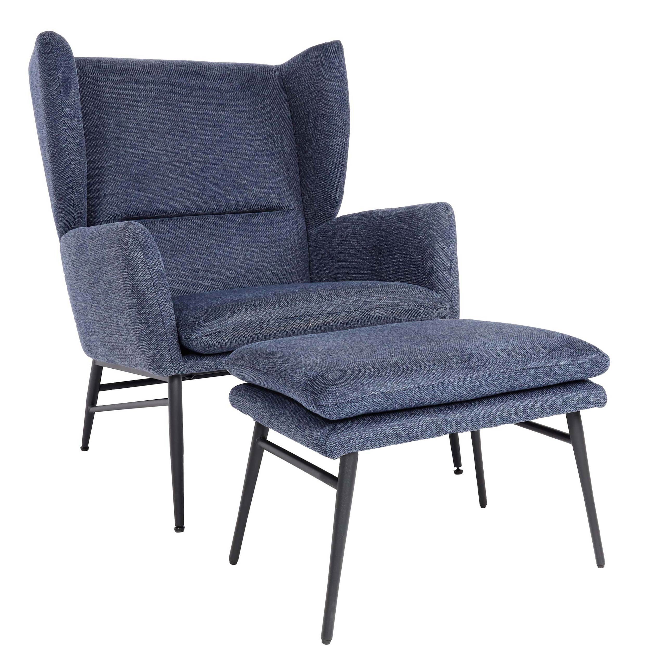 MCW Loungesessel MCW-L62-mO, Extra breite Sitzfläche, Sitzkissen abnehmbar blau