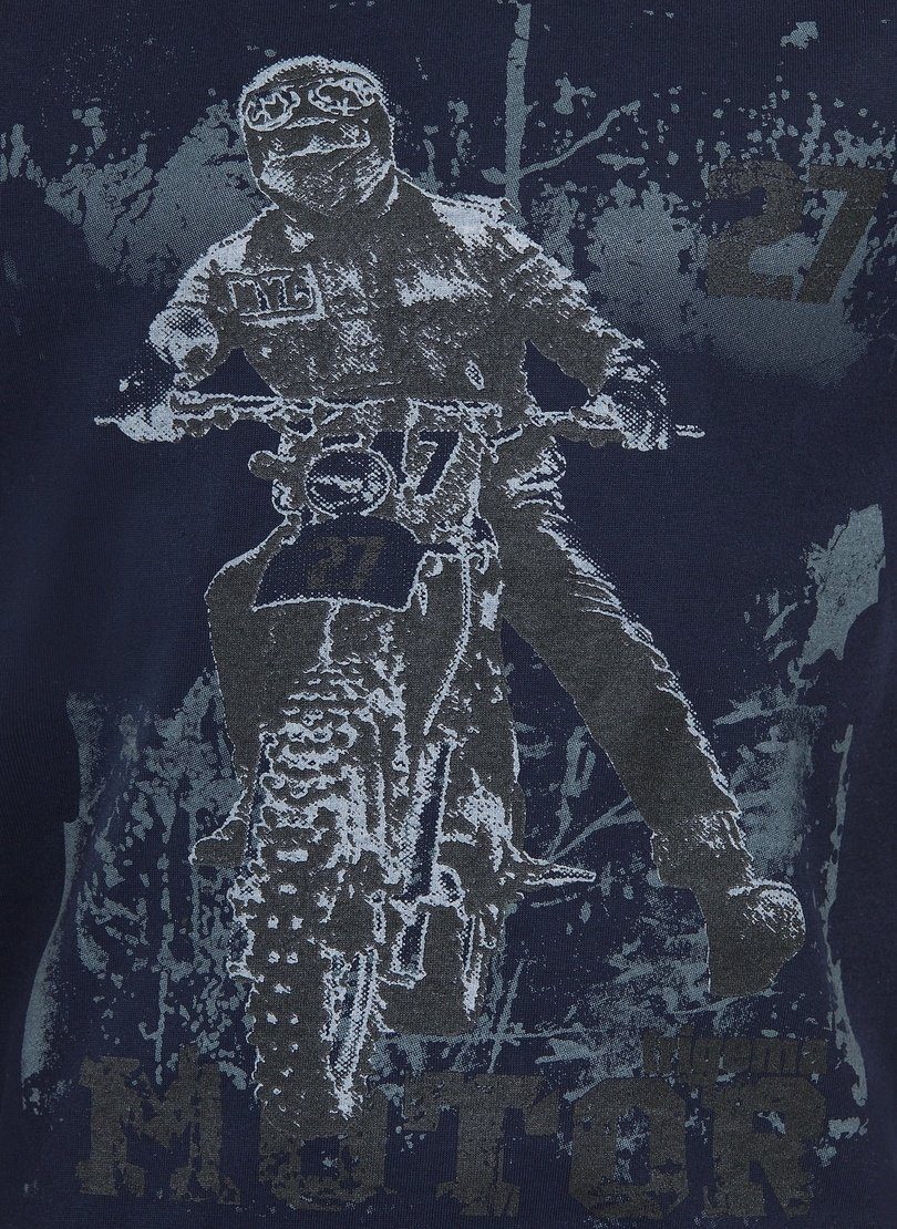 Trigema T-Shirt TRIGEMA Jungen navy coolem mit Motorrad-Motiv T-Shirt