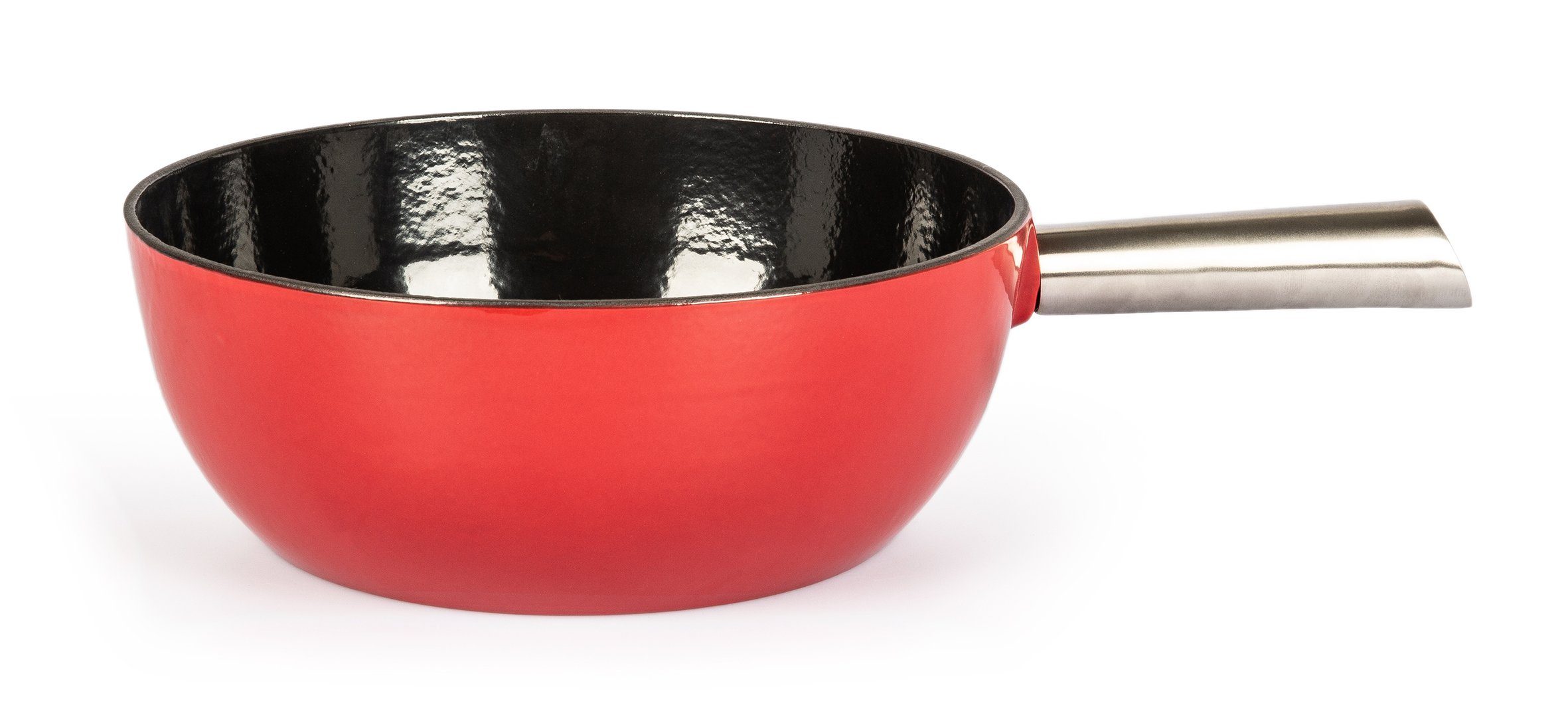 Stöckli Fonduetopf Stöckli Käsefonduecaquelon Elégance Guss, Ø 24 cm, rot/schwarz