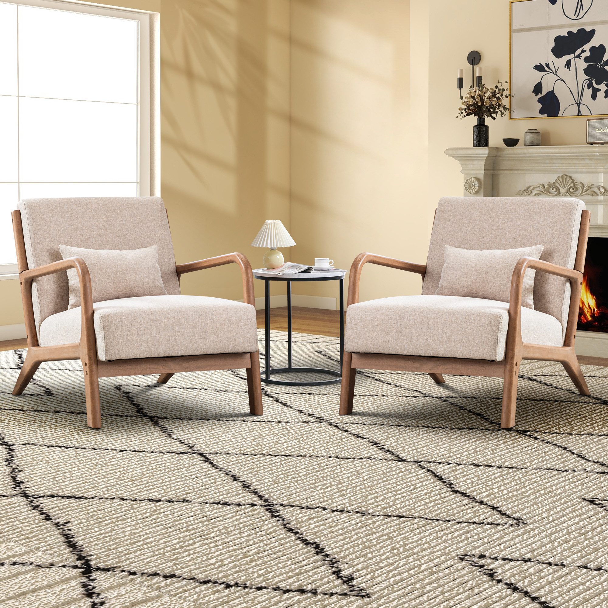 Bonzy Home Loungesessel Sessel mit Kissen&Armlehnen, Relaxsessel 150kg belastbar,Einzelsessel (2-St), Ergonomischer Sessel mit Kissen, Einzelsessel für Wohnzimmer