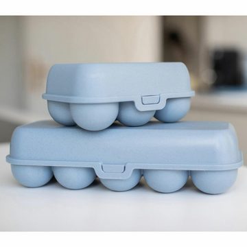 KOZIOL Eierkorb Eierbox Eggs To Go Nature Flower Blue, Biozirkulärer Kunststoff
