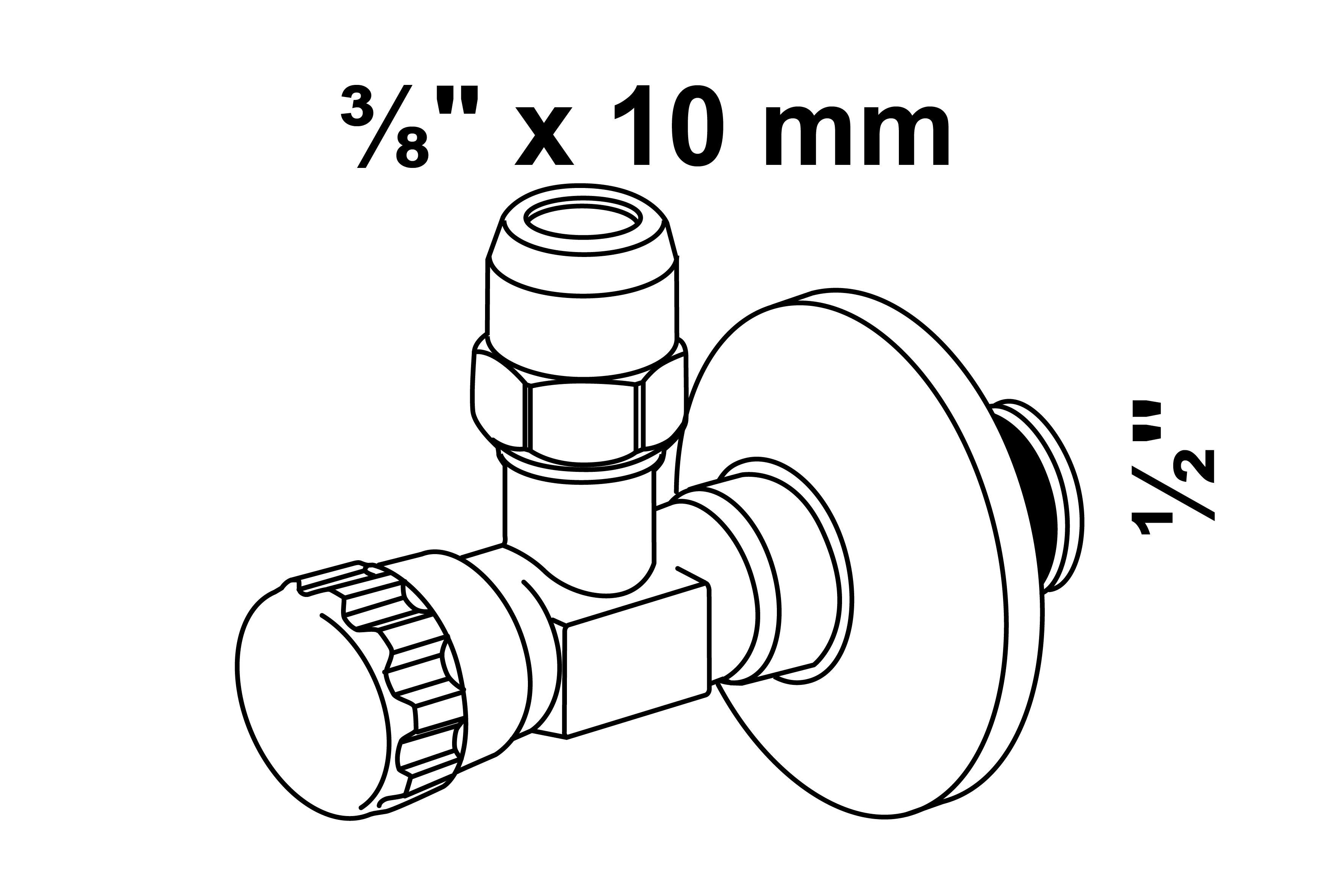 Kirchhoff Eckventil Chrom, 1/2"AG x 3/8"AG x 10 mmQ, selbstdichtend, mit Schubrosette