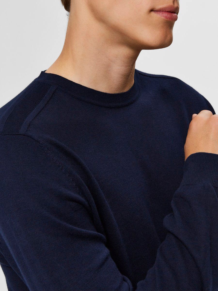 Selected Rundhalspullover SLHBERG CREW NECK NOOS Baumwolle, regular fit