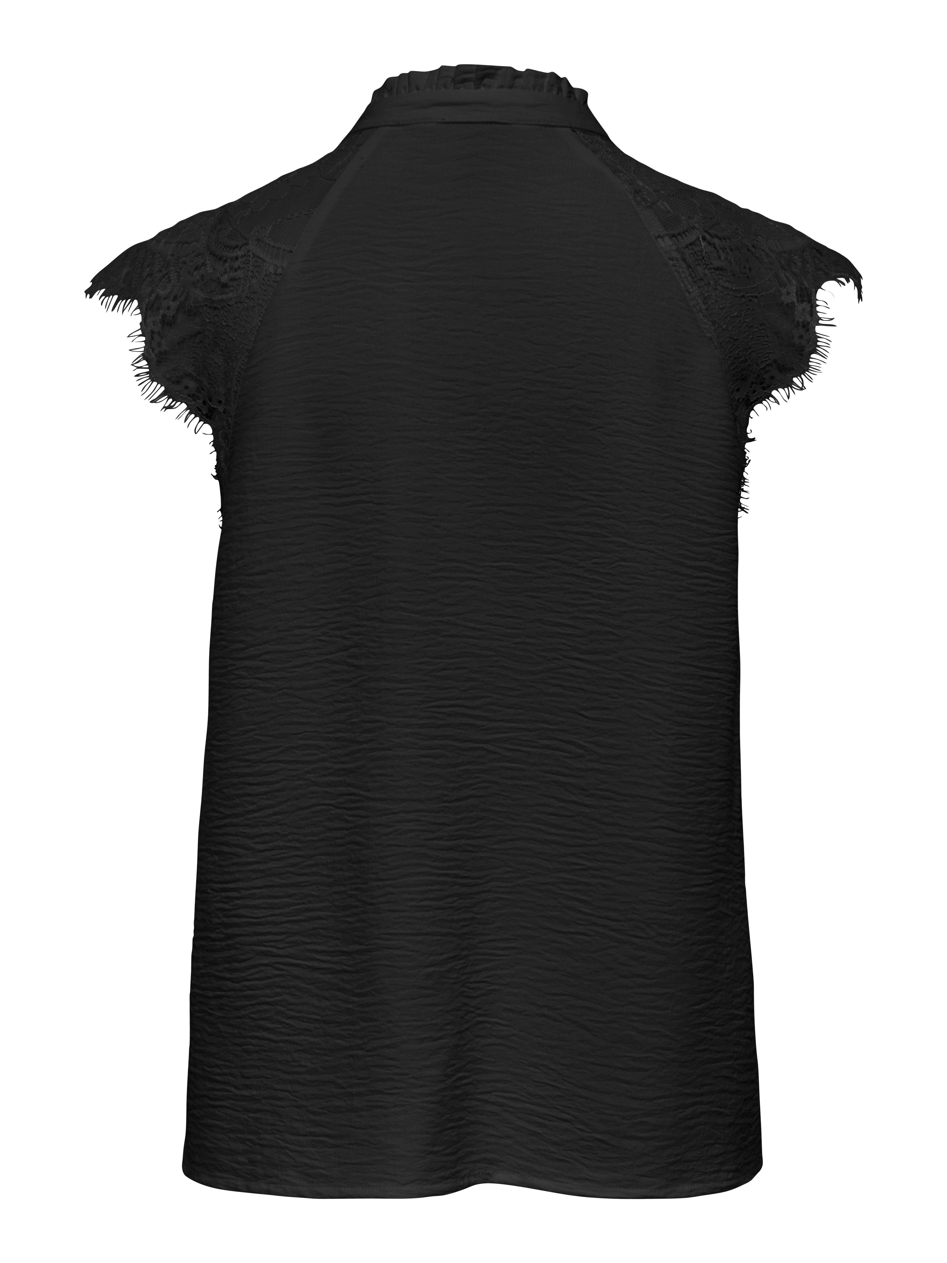 ONLY Shirttop ONLPLOY METTE SL LACE V-NECK TOP WVN Kunstfaser, regular fit, V-Ausschnitt