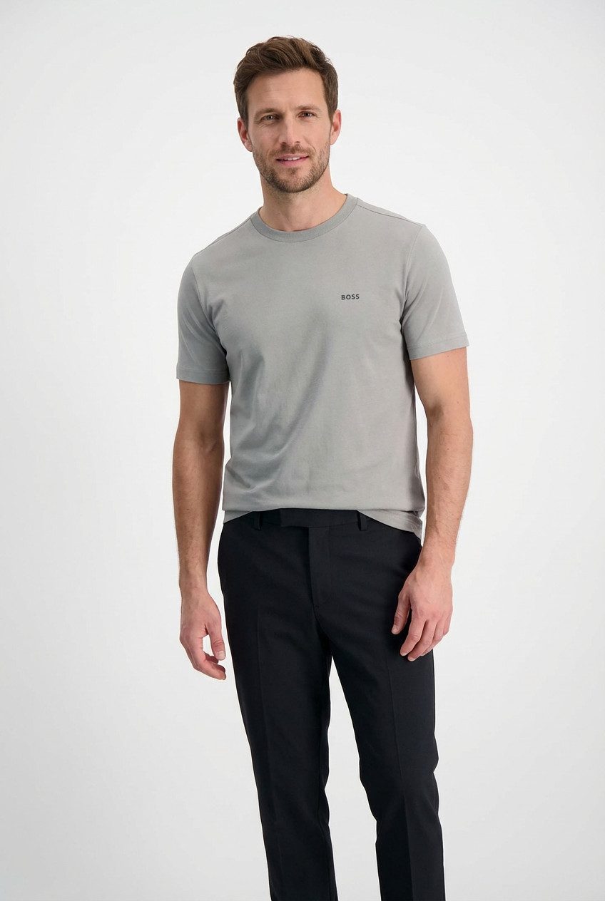 BOSS GREEN Rundhalsshirt Tee Regular Fit Stretch Jersey Cotton, Logo on Chest, Rundhals