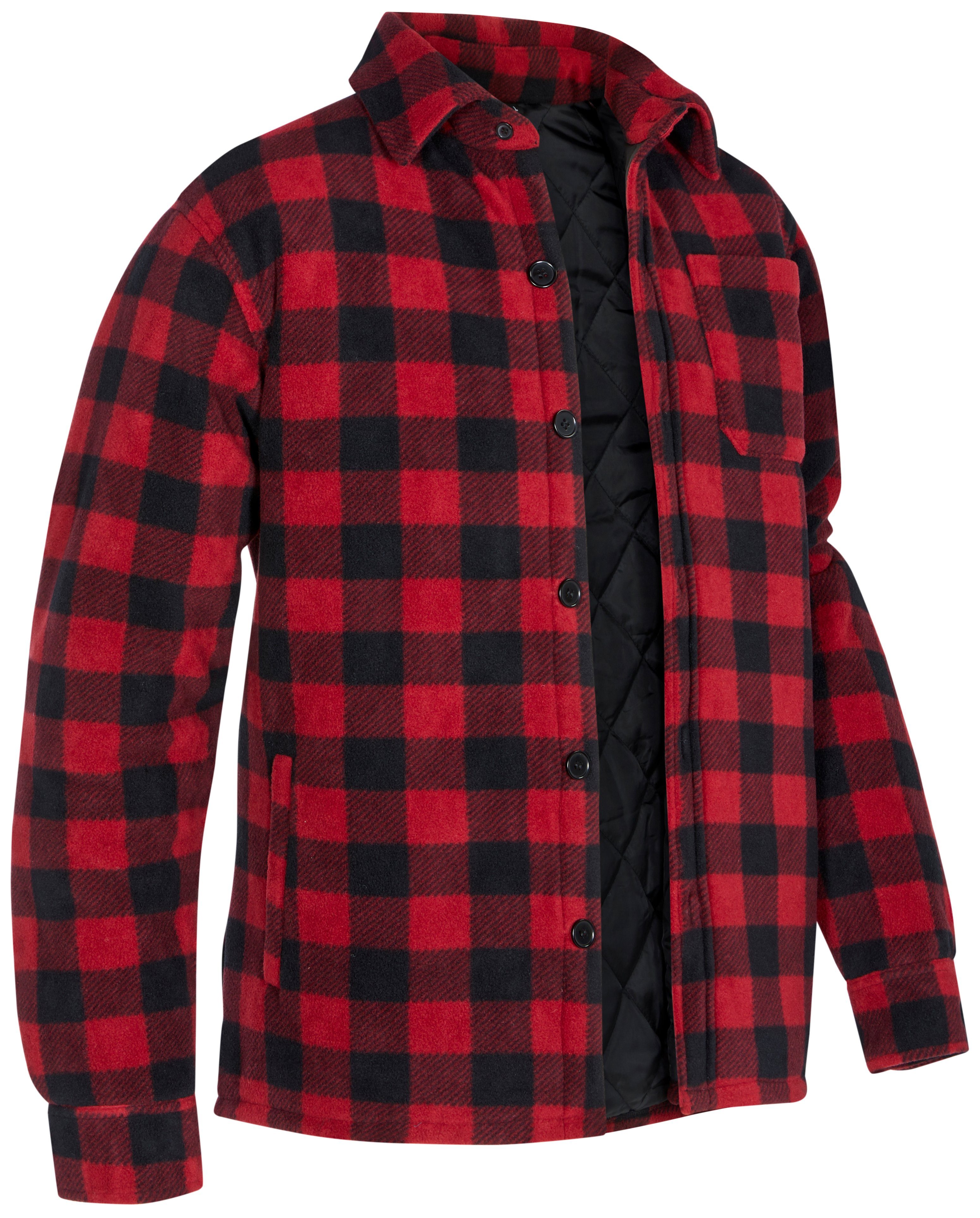 Northern Country Flanellstoff Jacke zu mit (als tragen) Hemd offen zugeknöpft warm 5 mit oder Flanellhemd Taschen, verlängertem gefüttert, Rücken