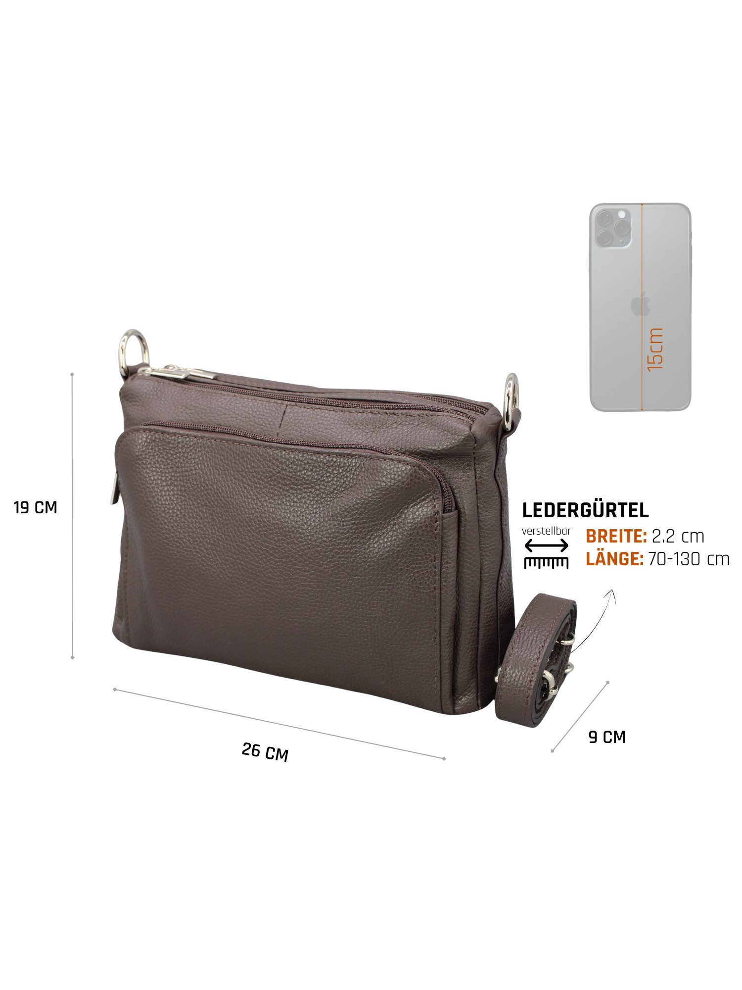 Adel Bags Schultertasche BECKY Umhängetasche für Damen, Schultertasche aus Echtleder (Einzelstück, verstellbarer Lederriemen), Handarbeit aus Italien